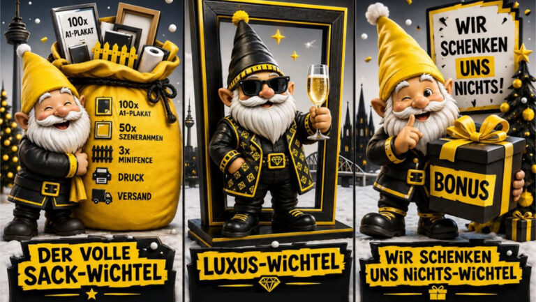 3 Wichtel haben tolle Aktion für Plakatwerbung in Köln, Düsseldorf und Dortmund im Sack.